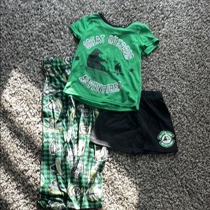 Green and Black Pajama Set with Graphic T-shirt